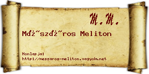 Mészáros Meliton névjegykártya